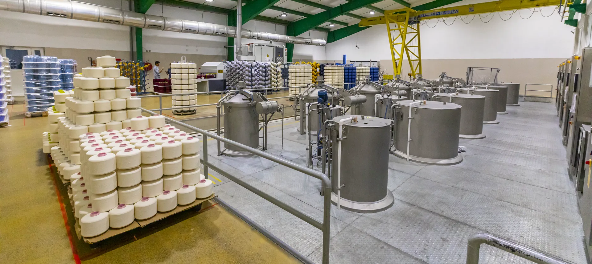 Finished textile materials inside the production environment